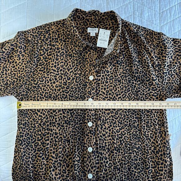 J.Crew Linen Blend Belted Mini Shirt Dress Leopard Print CK287 | Size Small New - Picture 10 of 10